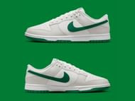 Nike Dunk Low “Summit White/Malachite” Sneakers closer view (Image via Sneaker News)